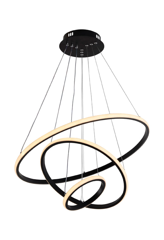 Suspension LED Filaire 78W 4480 lm – Noir CCT 3000K à 6000K – Dimmable avec Télécommande