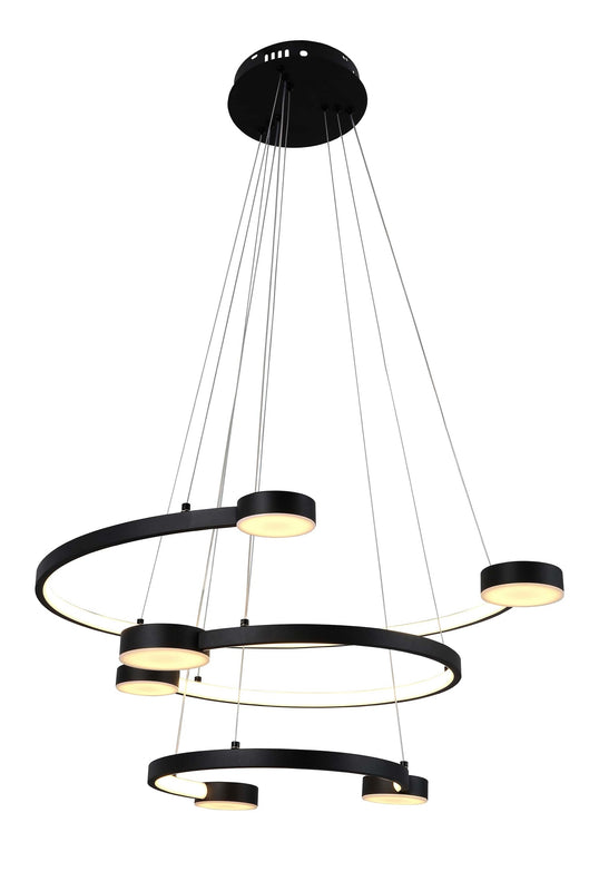 Suspension LED filaires 40W 3200lm Noir 3000K 175-265V – éclairage intérieur moderne