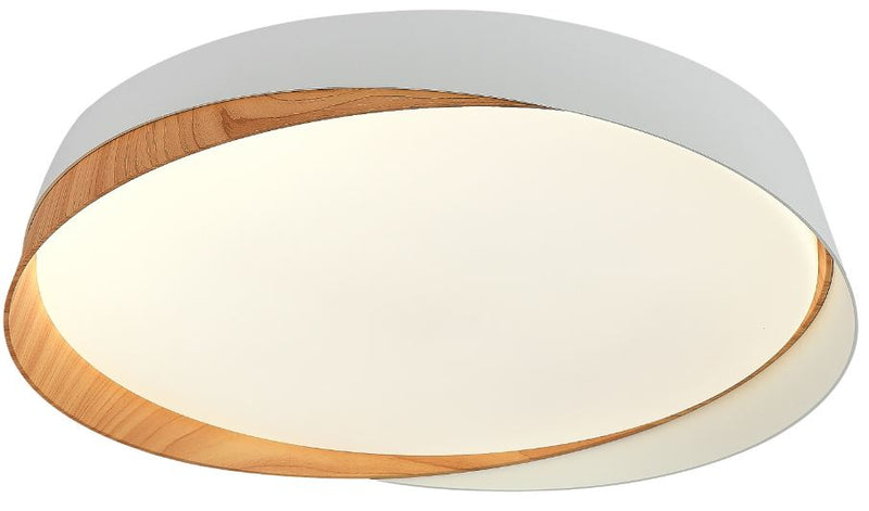 Plafonnier LED Filaires 36W 90 lm/W – Blanc & Bois Clair – 3CCT Mémoire + Télécommande