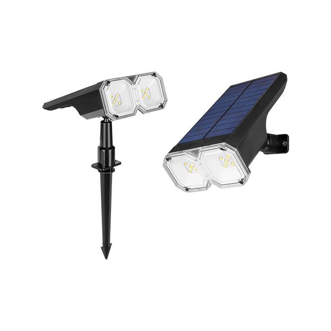 Lampe Solaire LED Duo à Piquer – Éclairage Extérieur Double Couleur Recharge Solaire + USB