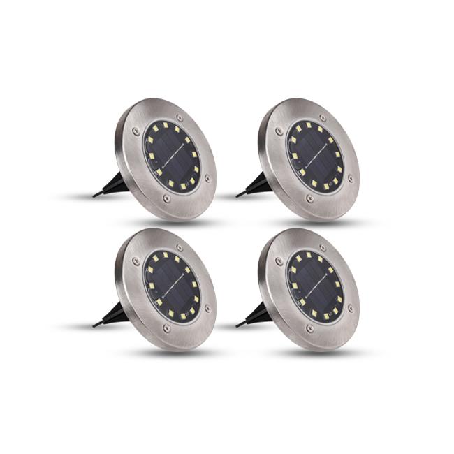 Lot de 4 Lampes Solaires LED de Jardin 12 SMD – Éclairage Extérieur à Piquer IP44