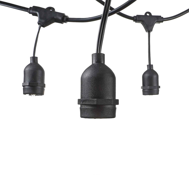 Guirlande Filaire Lumineuse Extérieure Noire 15 Douilles E27 IP65 14,4 m – Éclairage Suspendu