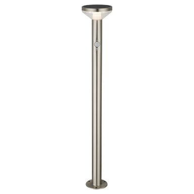 Borne solaire LED de pelouse 2W 3,7V 200lm/20lm IP44 avec capteur – aluminium brossé pour extérieur