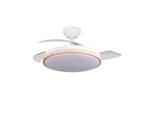 Ventilateur de plafond LED Filaire 30W 3CCT 2400lm 220-240V blanc effet bois – télécommande
