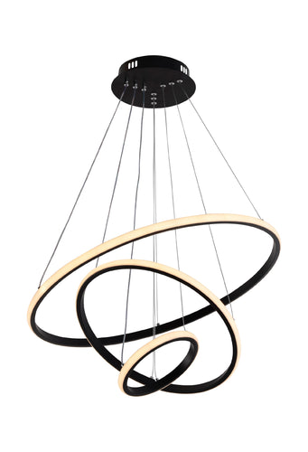 Suspension LED Filaire 78W 4480 lm – Noir CCT 3000K à 6000K – Dimmable avec Télécommande