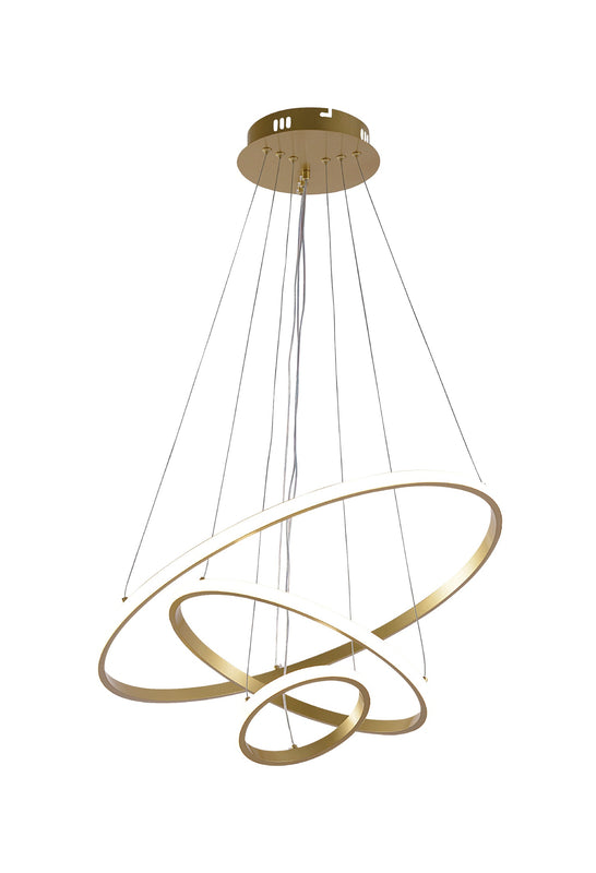 Suspension LED Filaire 78W 4480 lm – Or Brossé CCT 3000K à 6000K – Dimmable avec Télécommande