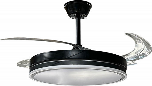 Plafonnier Ventilateur LED Filaire 36W 2880lm 3 Températures de Couleur 100-240V Noir avec Télécommande