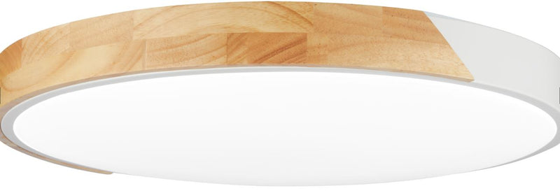 Plafonnier LED Filaires 48W 75 lm/W – Blanc & Bois – CCT avec Télécommande