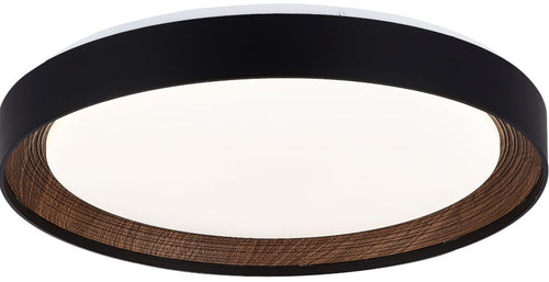 Plafonnier LED Filaire 54W 90 lm/W – Noir & Noyer – 3CCT Mémoire + Télécommande