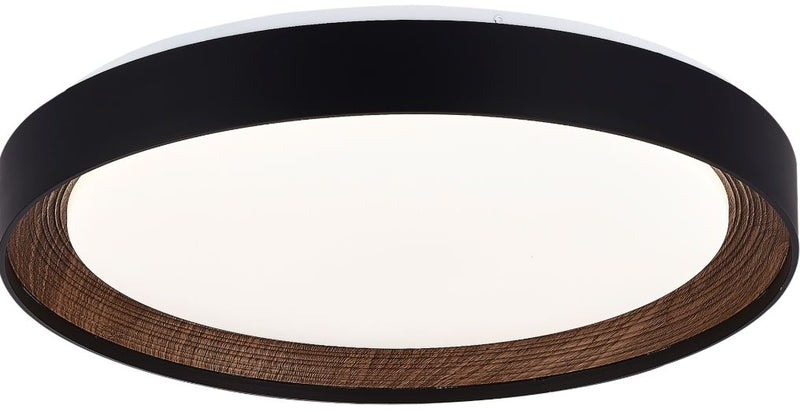 Plafonnier LED Filaire 54W 90 lm/W – Noir & Noyer – 3CCT Mémoire + Télécommande
