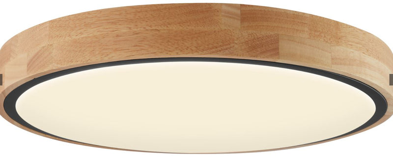 Plafonnier LED Filaires 60W 75 lm/W – Noir & Bois – CCT avec Télécommande