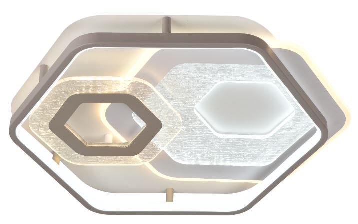 Plafonnier LED Filaires 84W 75 lm/W – Blanc & Gris – CCT avec Télécommande
