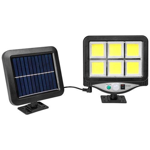 Projecteur LED Solaire 6x COB avec Détecteur PIR – Éclairage Extérieur IP44 4500K Noir Autonome Économique