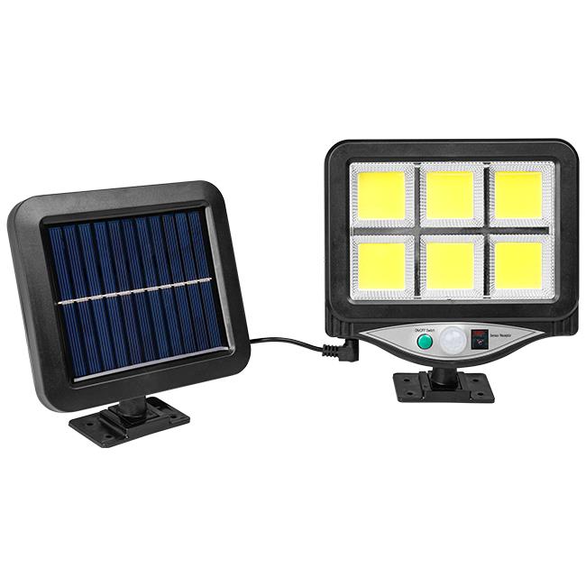 Projecteur LED Solaire 6x COB avec Détecteur PIR – Éclairage Extérieur IP44 4500K Noir Autonome Économique
