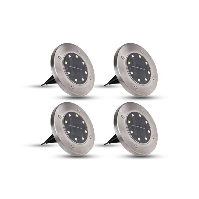 Lot de 4 Lampes Solaires LED de Jardin 8 SMD – Éclairage Extérieur à Piquer IP54