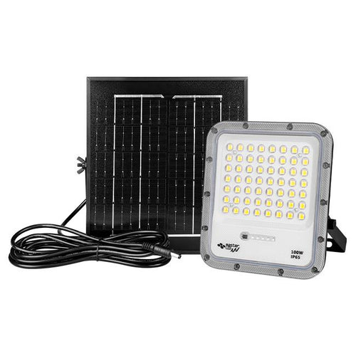 Projecteur LED Solaire 100W Korsa avec Télécommande – Éclairage Extérieur Puissant 4500K IP65 Autonome