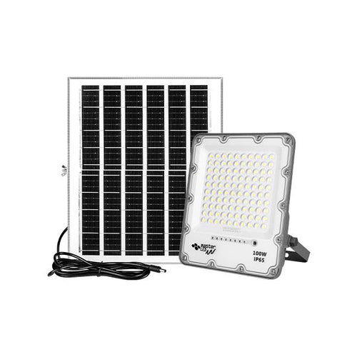 Projecteur LED Solaire 100W Korsa avec Télécommande – Éclairage Extérieur 4500K IP65 Puissant et Automatique