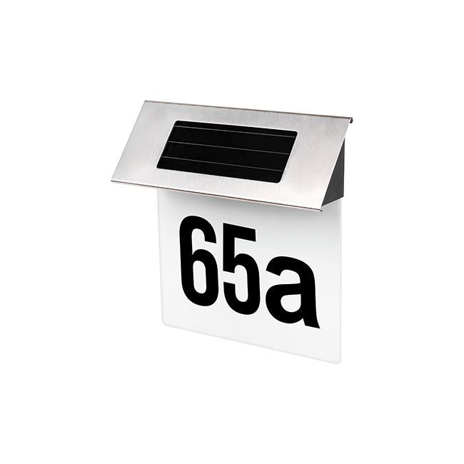 Lampe solaire LED IP44 avec numéro de maison lumineux – plaque murale extérieure automatique avec éclairage crépusculaire