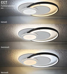 Plafonnier LED Filaires 84W 75 lm/W – Blanc & Noir – CCT avec Télécommande