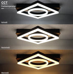 Plafonnier LED Filaires 44W 75 lm/W – Noir & Bois – CCT avec Télécommande