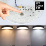 Plafonnier LED Filaires 36W 75 lm/W Blanc & Gris – Température de couleur réglable (CCT)