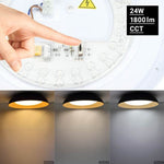 Plafonnier LED Filaires 24W 75 lm/W – Noir & Bois – Éclairage Réglable CCT