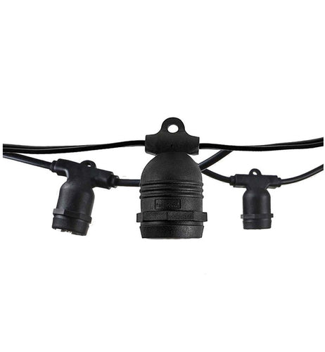 Guirlande Filaire Lumineuse Extérieure Noire 15 Douilles E27 IP65 14,4 m – Douilles Fixes