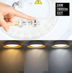 Plafonnier LED Filaires 24W 75 lm/W – Blanc & Bois – Température de Couleur Réglable (CCT)
