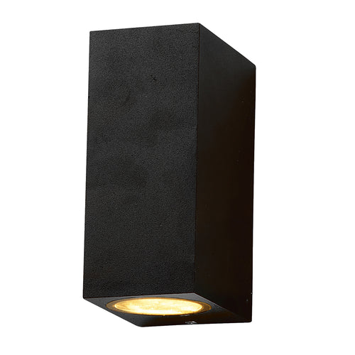 Applique Murale filaires LED Aluminium Noir IP54 2xGU10 220-240V AC – Luminaire Extérieur Double