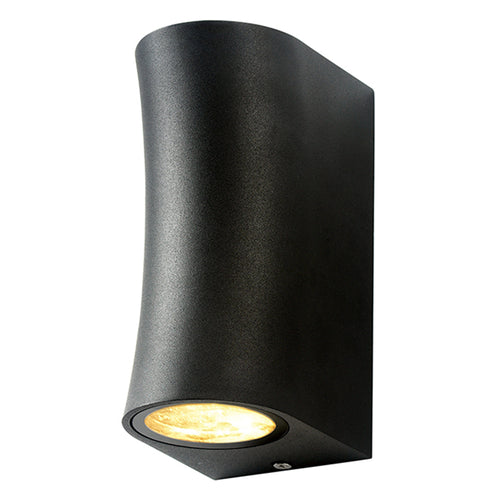 Applique Murale filaires LED Aluminium Noir IP44 2xGU10 220-240V AC – Luminaire Extérieur Double