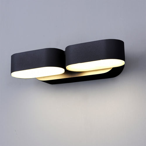 Applique Murale Filaires LED 2x6W EPISTAR IP54 1320lm Noir 3000K Éclairage Extérieur Double Faisceau