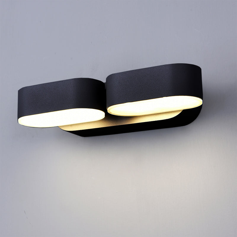 Applique Murale Filaires LED 2x6W EPISTAR IP54 1320lm Noir 4000K Éclairage Extérieur Double Faisceau