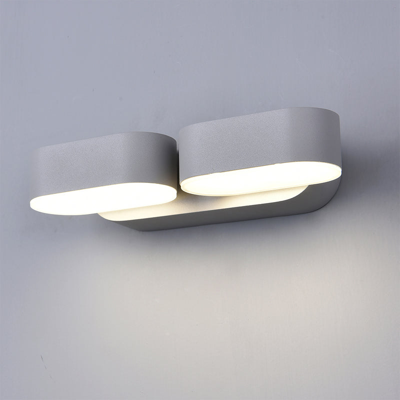 Applique Murale Filaires LED 2x6W EPISTAR IP54 1320lm Gris 4000K Éclairage Extérieur Double Faisceau
