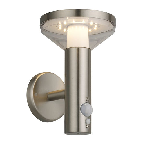 Applique murale solaire LED UP SS-aluminium brossé 2W 200lm/20lm IP44 3.7V capteur