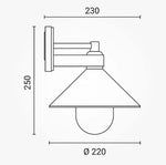 Applique Murale Filaire LED Aluminium Noir Douille E27 IP44 AC220-240V
