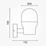 Applique Murale Filaire LED Aluminium Noir Douille E27 IP44 AC220-240V